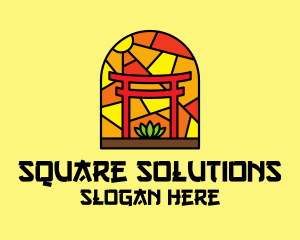 Stained Glass Shinto Shrine  logo design