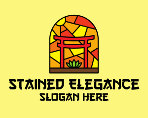 Stained Glass Shinto Shrine  logo design