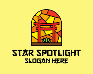 Stained Glass Shinto Shrine  logo design