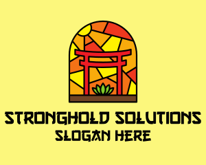 Stained Glass Shinto Shrine  logo design