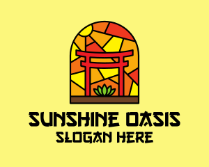 Stained Glass Shinto Shrine  logo design