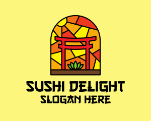 Stained Glass Shinto Shrine  logo design