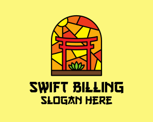 Stained Glass Shinto Shrine  logo design