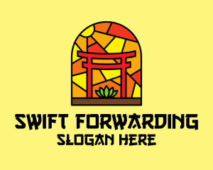 Stained Glass Shinto Shrine  logo design