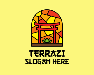 Stained Glass Shinto Shrine  logo design