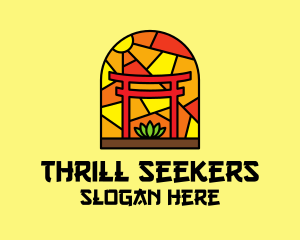 Stained Glass Shinto Shrine  logo design