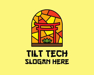 Stained Glass Shinto Shrine  logo design