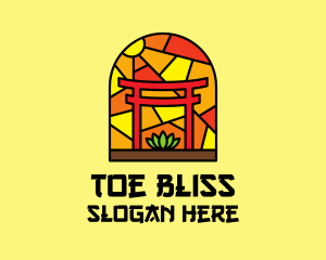 Stained Glass Shinto Shrine  logo design