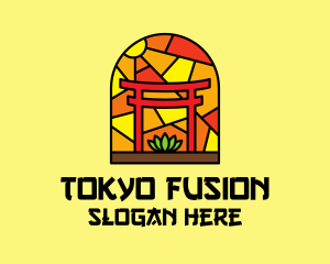 Stained Glass Shinto Shrine  logo design