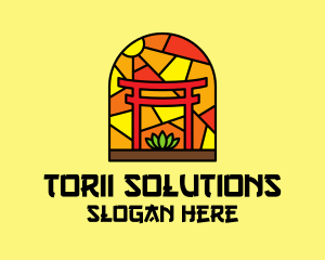 Stained Glass Shinto Shrine  logo design