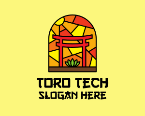 Stained Glass Shinto Shrine  logo design