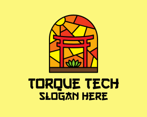 Stained Glass Shinto Shrine  logo design