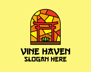 Stained Glass Shinto Shrine  logo design