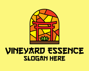 Stained Glass Shinto Shrine  logo design