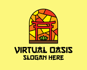 Stained Glass Shinto Shrine  logo design