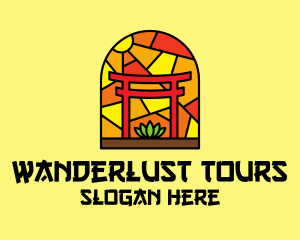 Stained Glass Shinto Shrine  logo design