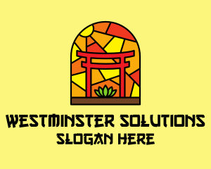 Stained Glass Shinto Shrine  logo design