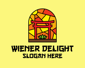 Stained Glass Shinto Shrine  logo design