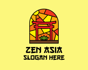 Asia - Stained Glass Shinto Shrine logo design