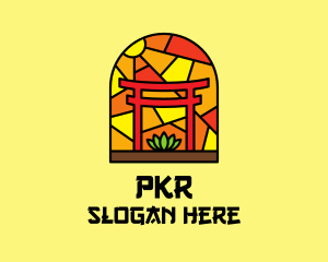 Stained Glass Shinto Shrine  logo design