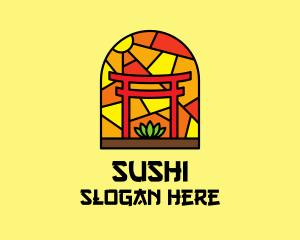 Stained Glass Shinto Shrine  logo design