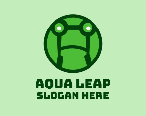 Round Green Frog  logo design