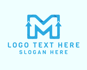 Upload - 3D Growth Letter M logo design