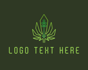 Botanical - Green Cyber Weed logo design