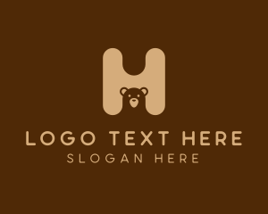 Letter H - Animal Bear Cub logo design