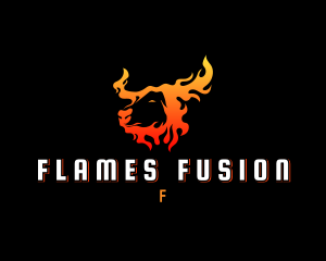 Flaming Bull Horns logo design