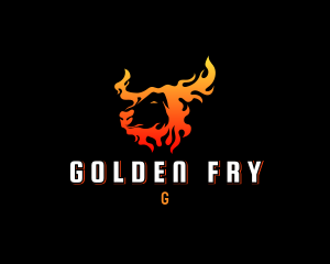 Flaming Bull Horns logo design