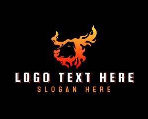 Pork - Flaming Bull Horns logo design