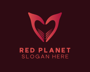 Red Heart Hand logo design