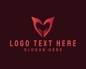 Togetherness - Red Heart Hand logo design