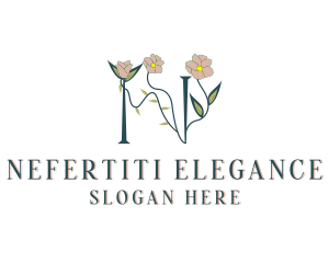 Wedding Floral Letter N logo design