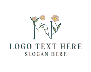 Makeup Artist - Wedding Floral Letter N logo design