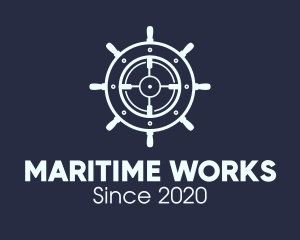 Maritime Steering Wheel Crosshair logo design