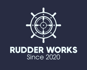 Rudder - Maritime Steering Wheel Crosshair logo design