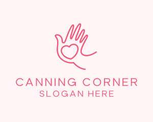 Heart Caring Hand logo design