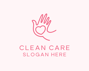 Heart Caring Hand logo design