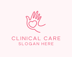 Heart Caring Hand logo design