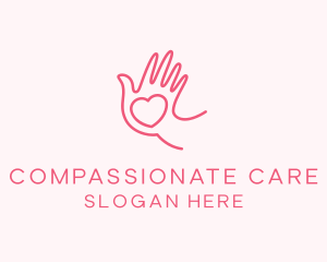 Caring - Heart Caring Hand logo design