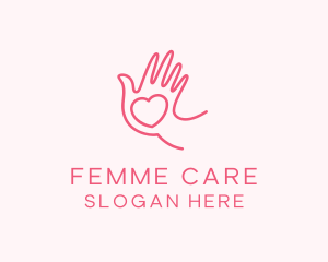 Heart Caring Hand logo design