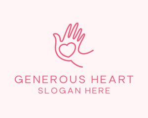 Heart Caring Hand logo design