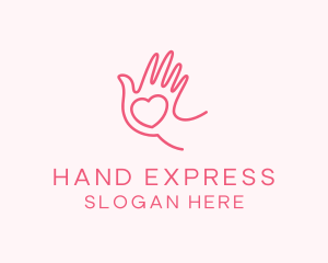Sign Language - Heart Caring Hand logo design