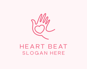 Heart Caring Hand logo design