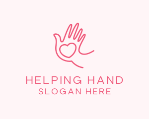 Hand - Heart Caring Hand logo design