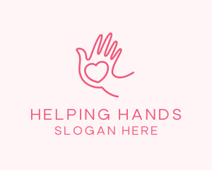 Aid - Heart Caring Hand logo design