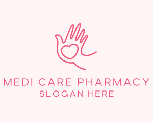 Heart Caring Hand logo design