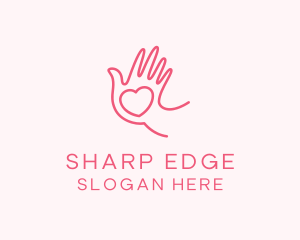 Heart Caring Hand logo design